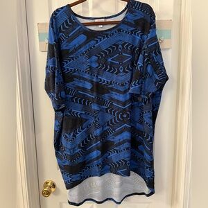 LLR Irma Tunic Top Black/Blue Abstract Leggings Material Sz XL (20-22)
